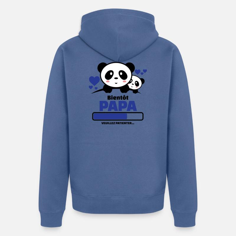 bientôt papa veuillez patienter ( panda ) - Veste à capuche bio Premium Unisexe - bleu pigeon