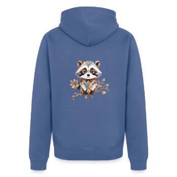 Waschbär Verspielt Entzückend Spaß Tier Bunt Niedlich - Unisex Premium Bio Zip Hoodie - Taubenblau - Hinten - Nico (187cm)