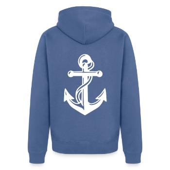 Ancre de navire en blanc avec corde Sea Lake Ocean - Veste à capuche bio Premium Unisexe - bleu pigeon - Dos - Nico (187cm)