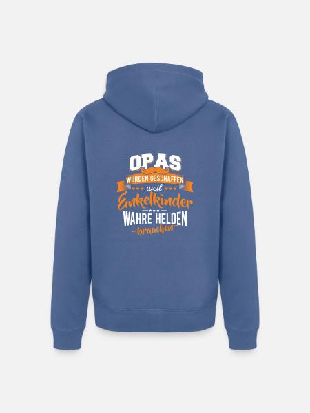 Opa Enkelkinder Helden - Unisex Premium Bio Zip Hoodie - Taubenblau