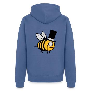 Chapeau haut de forme Sir Bee - Veste à capuche bio Premium Unisexe - bleu pigeon - Dos - Nico (187cm)