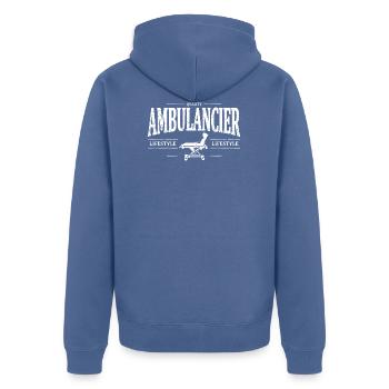 Ambulancier - Veste à capuche bio Premium Unisexe - bleu pigeon - Dos - Nico (187cm)