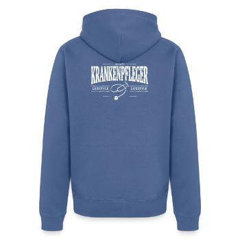 Krankenpfleger - Unisex Premium Bio Zip Hoodie - Taubenblau - Hinten - Nico (187cm)