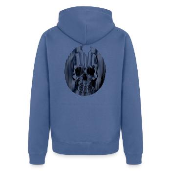 Schädel-Linien - Unisex Premium Bio Zip Hoodie - Taubenblau - Hinten - Nico (187cm)