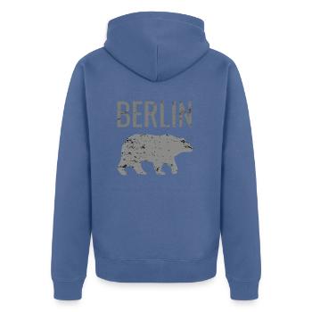 Berlin avec l’ours ours comme Berlin Rengain - Veste à capuche bio Premium Unisexe - bleu pigeon - Dos - Nico (187cm)