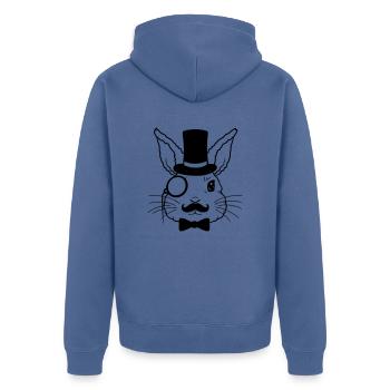 Monocle Cylinder Rabbit Sir - Unisex Premium Organic Zip Hoodie - stone blue - Back - Nico (187cm)