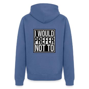 I prefer not to - Unisex Premium Organic Zip Hoodie - stone blue - Back - Nico (187cm)
