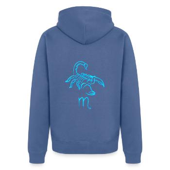 Scorpion - Unisex Premium Organic Zip Hoodie - stone blue - Back - Nico (187cm)