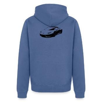 shadow car - Veste à capuche bio Premium Unisexe - bleu pigeon - Dos - Nico (187cm)