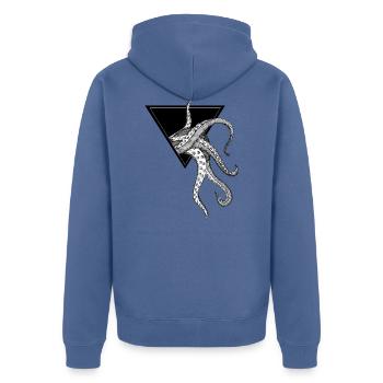 Krake - Unisex Premium Bio Zip Hoodie - Taubenblau - Hinten - Nico (187cm)