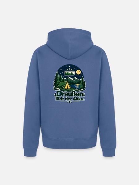 Natur lädt Akku - Unisex Premium Bio Zip Hoodie - Taubenblau