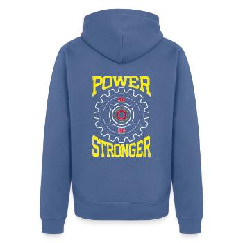 Power stronger - Veste à capuche bio Premium Unisexe - bleu pigeon - Dos - Nico (187cm)