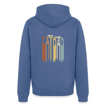 Retro Cat Dad Cat Dad with Sleeping Cats - Unisex Premium Organic Zip Hoodie - stone blue - Back - Nico (187cm)