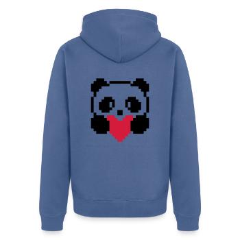 panda-coeur - Veste à capuche bio Premium Unisexe - bleu pigeon - Dos - Nico (187cm)