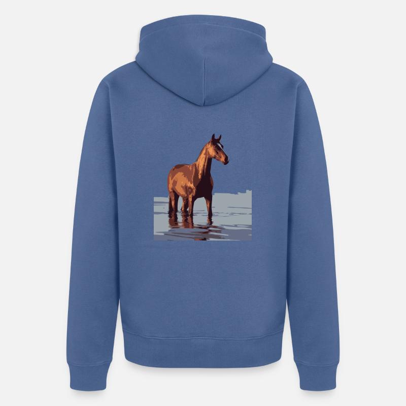 cheval dans l’eau - Veste à capuche bio Premium Unisexe - bleu pigeon