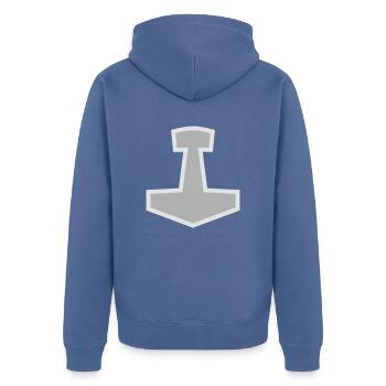 Mjölnir - Veste à capuche bio Premium Unisexe - bleu pigeon - Dos - Nico (187cm)