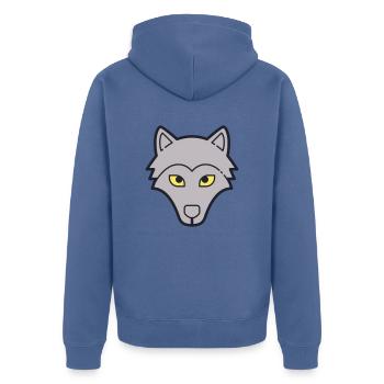 wolf - Unisex Premium Organic Zip Hoodie - stone blue - Back - Nico (187cm)