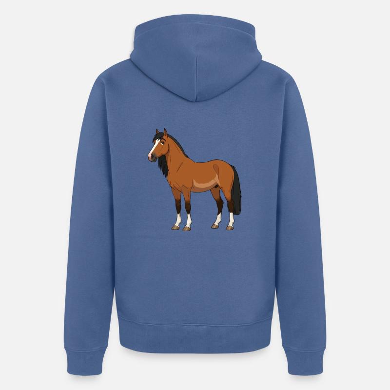 Moulinet à cheval Exmoor - Veste à capuche bio Premium Unisexe - bleu pigeon