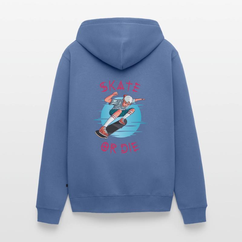 Skate oder stirb Skateboarder Junge Unisex Premium Bio Zip Hoodie