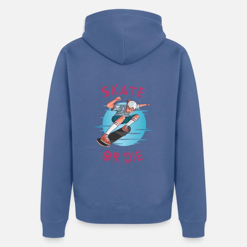 Skate oder stirb Skateboarder Junge - Unisex Premium Bio Zip Hoodie - Taubenblau