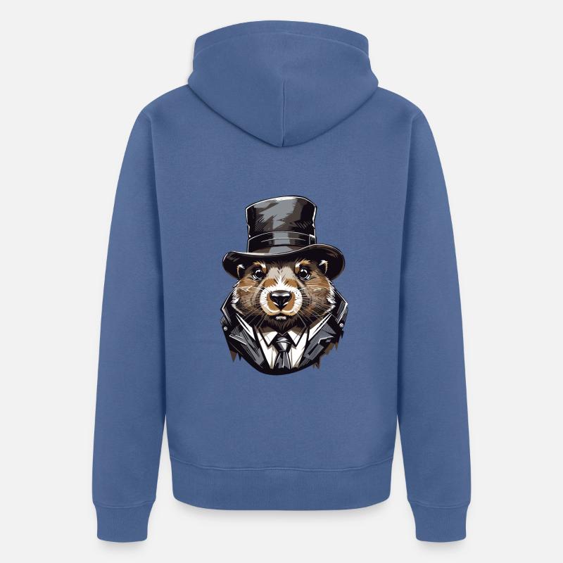 Beaver Gangster Old School - Veste à capuche bio Premium Unisexe - bleu pigeon