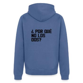 por que no los dos ? - Veste à capuche bio Premium Unisexe - bleu pigeon - Dos - Nico (187cm)