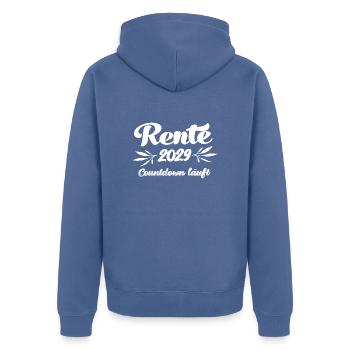 Rentner 2029 Countdown läuft Rente 2029 Ruhestand - Unisex Premium Bio Zip Hoodie - Taubenblau - Hinten - Nico (187cm)