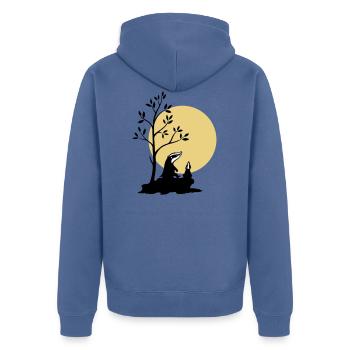 Badgers in the moonlight - Unisex Premium Organic Zip Hoodie - stone blue - Back - Nico (187cm)