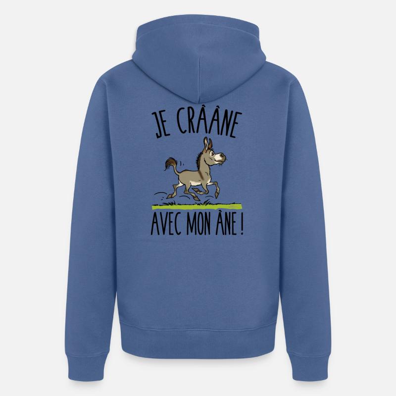 Je crâne avec mon âne (âne gris) - Veste à capuche bio Premium Unisexe - bleu pigeon