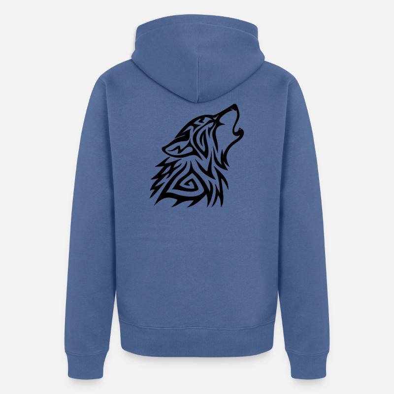 Wolf - Unisex Premium Bio Zip Hoodie - Taubenblau