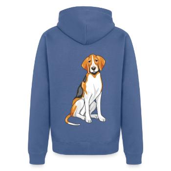 Sitzender Foxhound - Unisex Premium Bio Zip Hoodie - Taubenblau - Hinten - Nico (187cm)