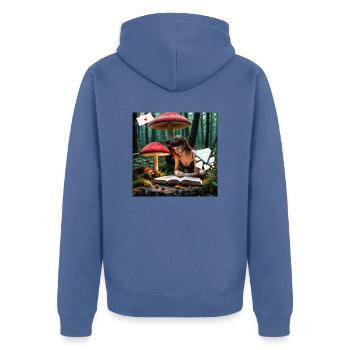 Reading in the magical forest. - Unisex Premium Organic Zip Hoodie - stone blue - Back - Nico (187cm)