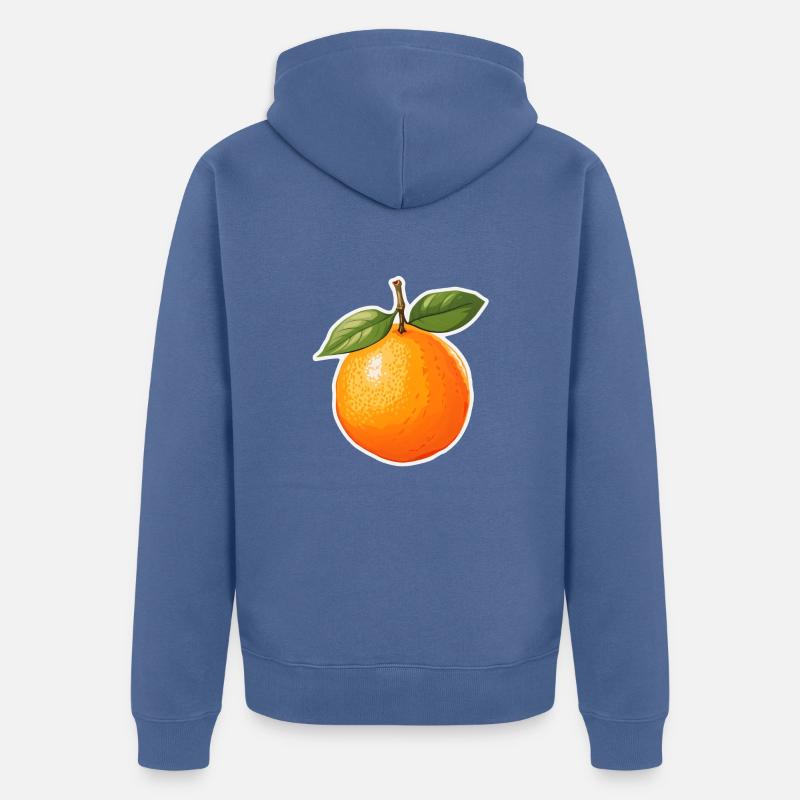 Orange oder Apfelsine - Unisex Premium Bio Zip Hoodie - Taubenblau