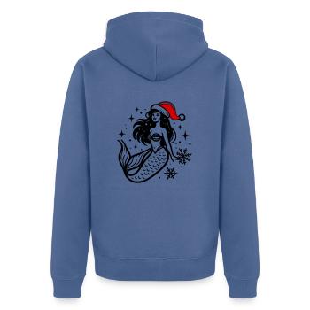 Meerjungfrau Weihnachtlich - Unisex Premium Bio Zip Hoodie - Taubenblau - Hinten - Nico (187cm)