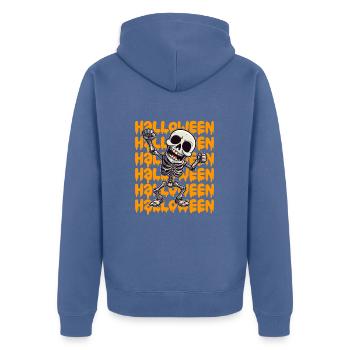 Design d’Halloween effrayant pour la prochaine fête - Veste à capuche bio Premium Unisexe - bleu pigeon - Dos - Nico (187cm)
