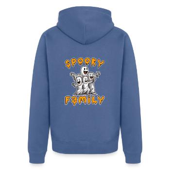 Halloween Spooky Family pour la prochaine fête - Veste à capuche bio Premium Unisexe - bleu pigeon - Dos - Nico (187cm)