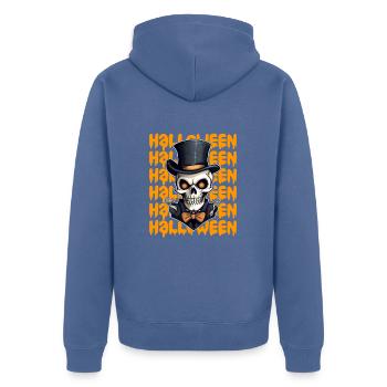 Design d’Halloween effrayant pour la prochaine fête - Veste à capuche bio Premium Unisexe - bleu pigeon - Dos - Nico (187cm)