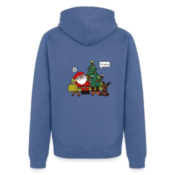 Santa Claus we arrive - Unisex Premium Organic Zip Hoodie - stone blue - Back - Nico (187cm)