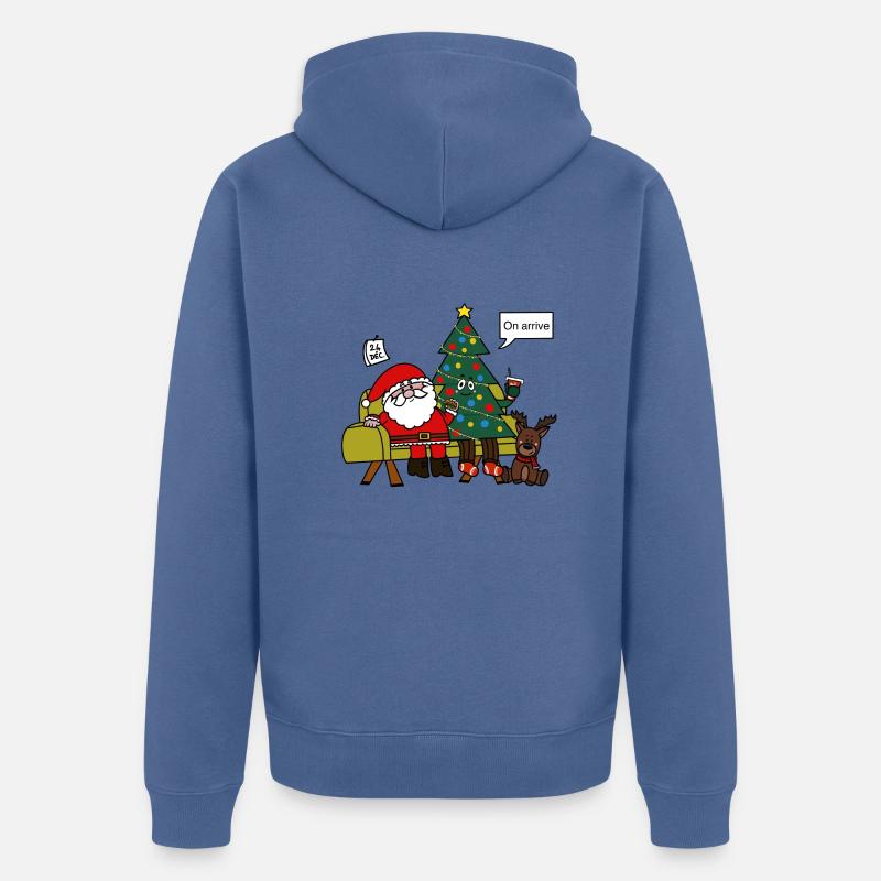Weihnachtsmann kommen wir an - Unisex Premium Bio Zip Hoodie - Taubenblau
