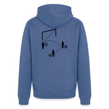 Fussball ABC - Unisex Premium Bio Zip Hoodie - Taubenblau - Hinten - Nico (187cm)