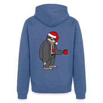 Costume paresseux Bureau Chapeau de Noël Père Noël - Veste à capuche bio Premium Unisexe - bleu pigeon - Dos - Nico (187cm)