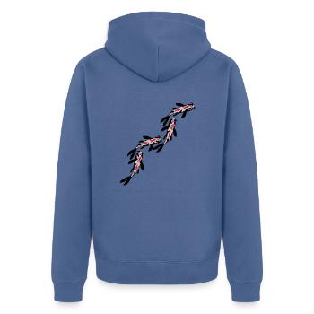 Viele Koi Fische Nishikigoi - Unisex Premium Bio Zip Hoodie - Taubenblau - Hinten - Nico (187cm)