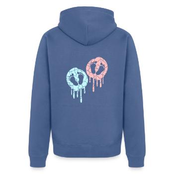 2 Zwillinge Babys Schwanger Bauch Fußabdruck Füße - Unisex Premium Bio Zip Hoodie - Taubenblau - Hinten - Nico (187cm)