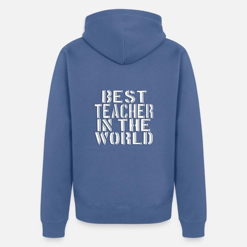 Bester Lehrer der Welt - Unisex Premium Bio Zip Hoodie - Taubenblau