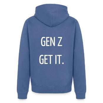 Gen Z get it - Veste à capuche bio Premium Unisexe - bleu pigeon - Dos - Nico (187cm)