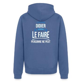 Didier personne ne peut cadeau - Veste à capuche bio Premium Unisexe - bleu pigeon - Dos - Nico (187cm)