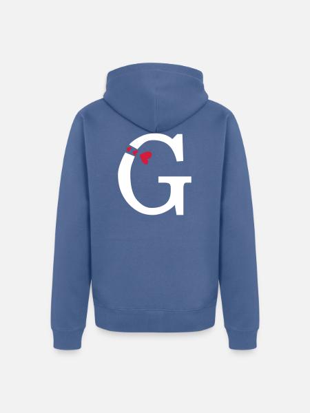 Großbuchstabe G mit Herzen - Unisex Premium Bio Zip Hoodie - Taubenblau