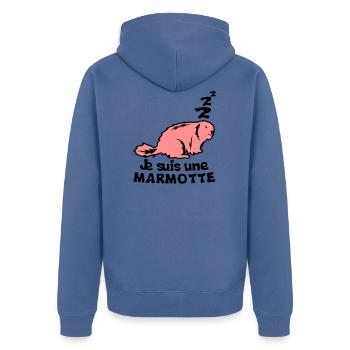 je suis une marmotte animal expression - Veste à capuche bio Premium Unisexe - bleu pigeon - Dos - Nico (187cm)