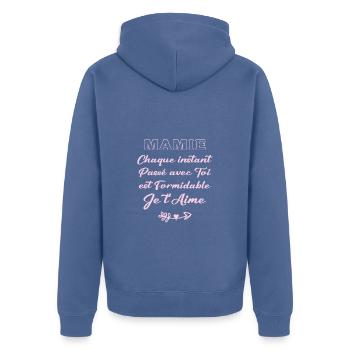 mamie - Veste à capuche bio Premium Unisexe - bleu pigeon - Dos - Nico (187cm)
