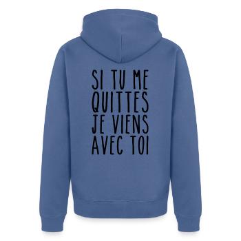 I'm Coming With You - Valentine's Day Humor - Unisex Premium Organic Zip Hoodie - stone blue - Back - Nico (187cm)